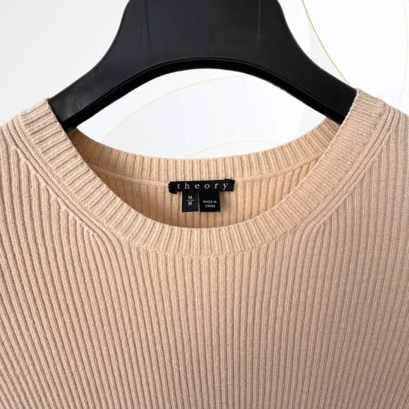Theory Lexianna Evian Stretch Wool Blend Sweater Dress Colorblock Ivory/Black - Picture 9 of 15